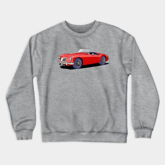 Classic MG MGA Roadster in Red Crewneck Sweatshirt by Webazoot